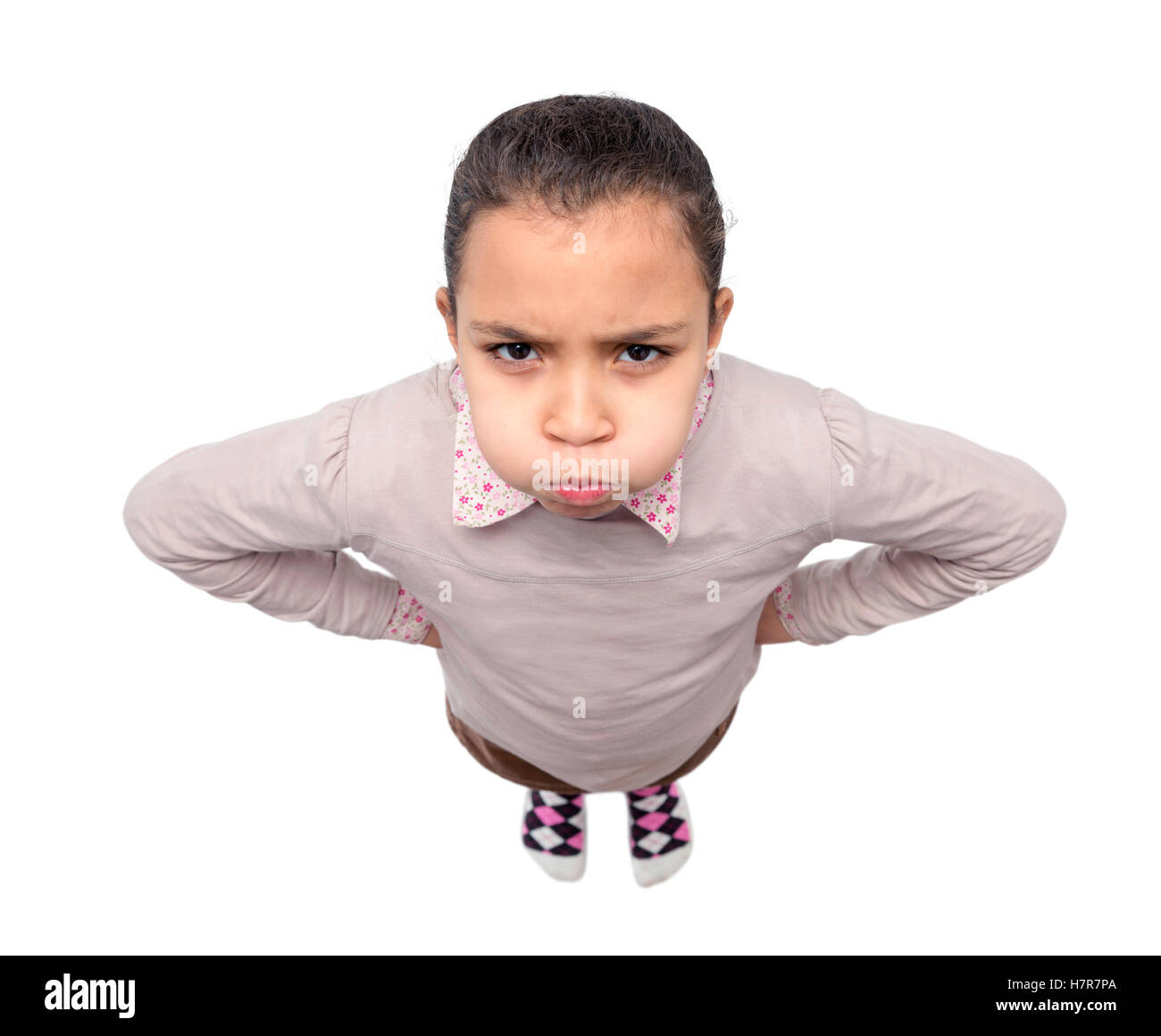 Bored Girl isolé sur fond blanc transparent Banque D'Images