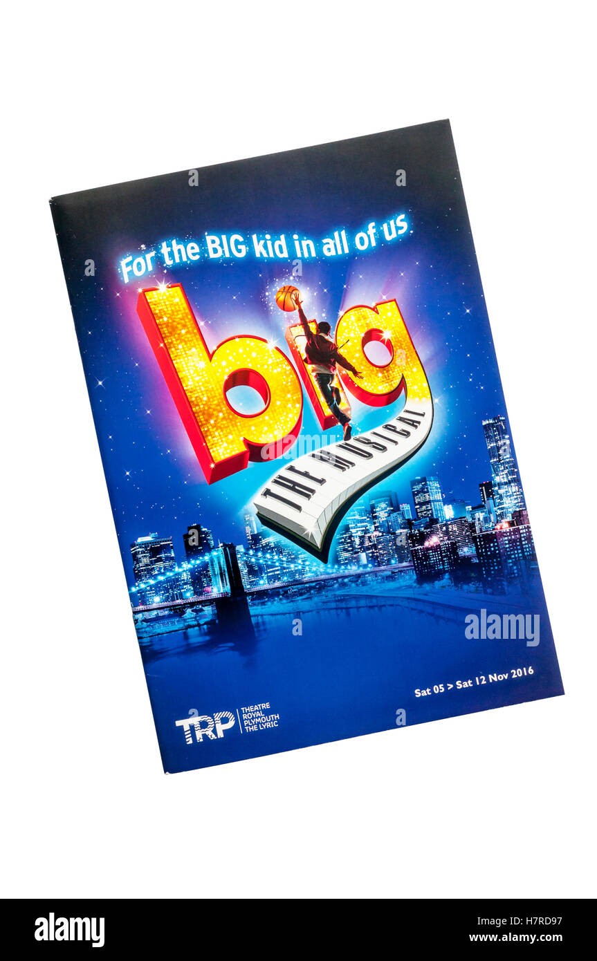 Programme pour la production de 2016 Big au Theatre Royal de Plymouth. Banque D'Images