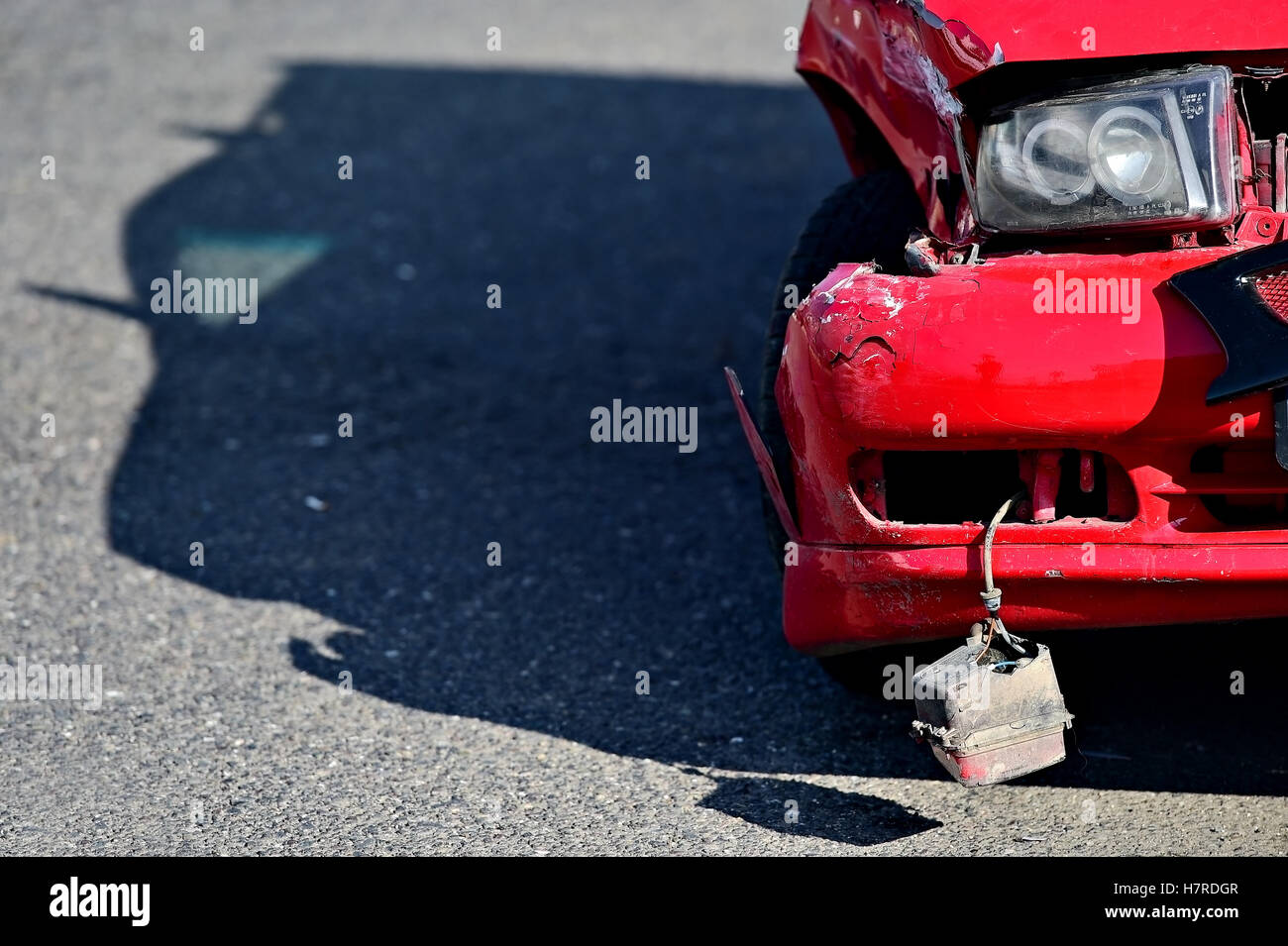 Détail avec dommages automobile après un accident de voiture Banque D'Images