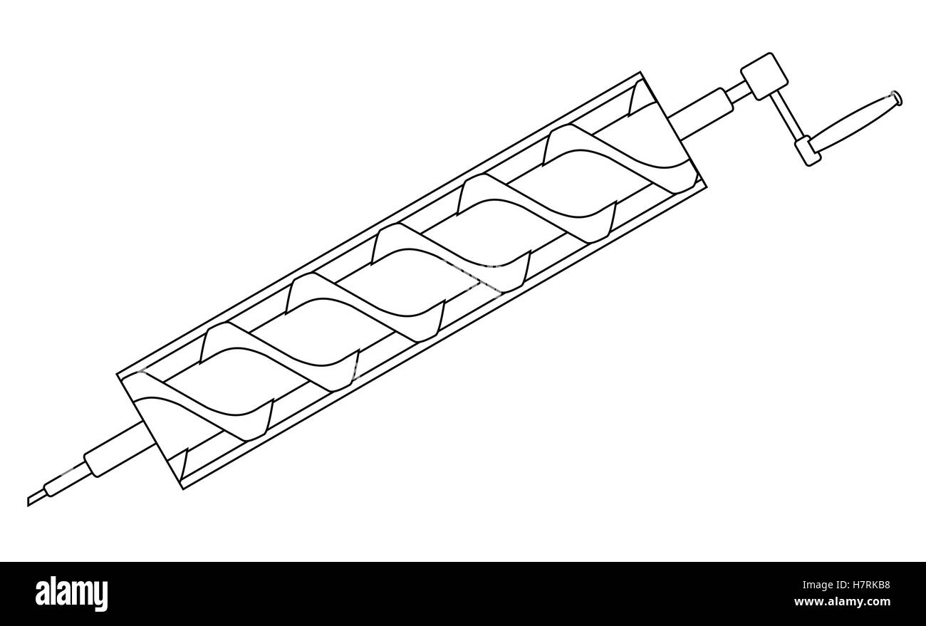Une vis d'Archimède typique de la pompe à eau sur un fond blanc Illustration de Vecteur
