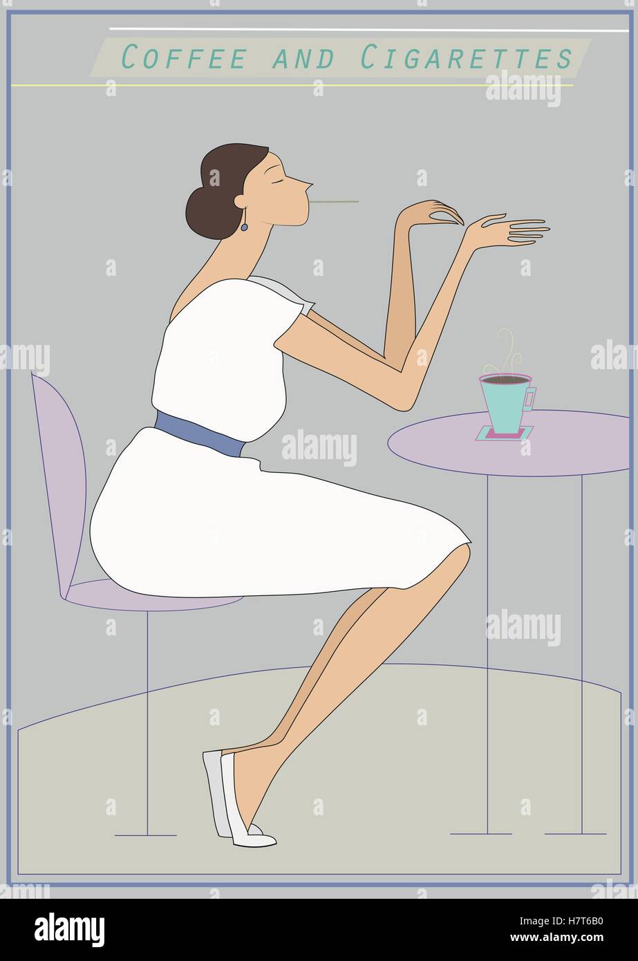 Woman in cafe Illustration de Vecteur
