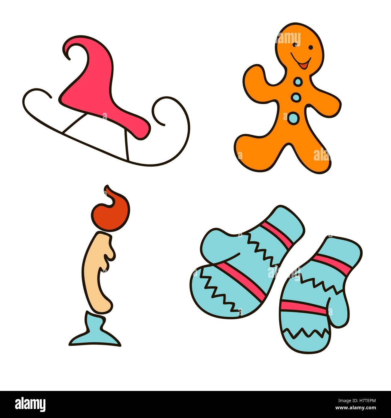 Un ensemble d'images pour les fêtes de Noël et Nouvel An Illustration de Vecteur