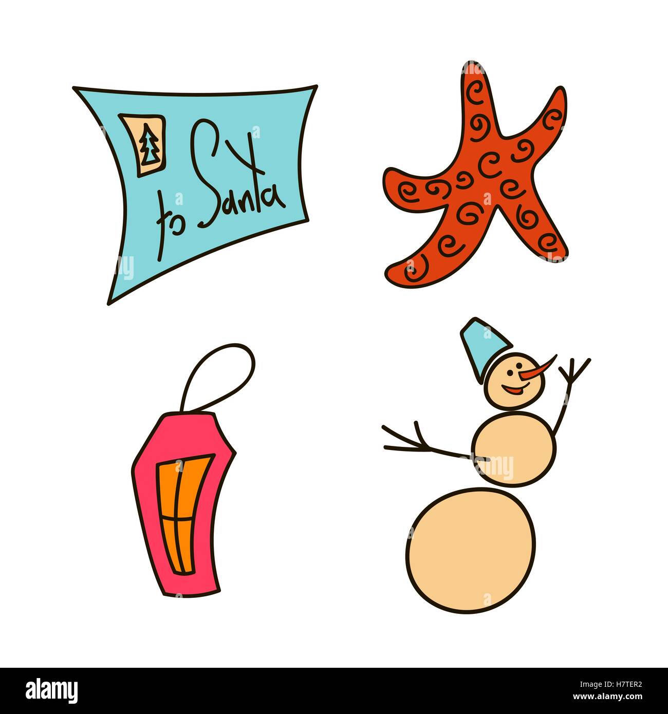 Un ensemble d'images pour les fêtes de Noël et Nouvel An Illustration de Vecteur
