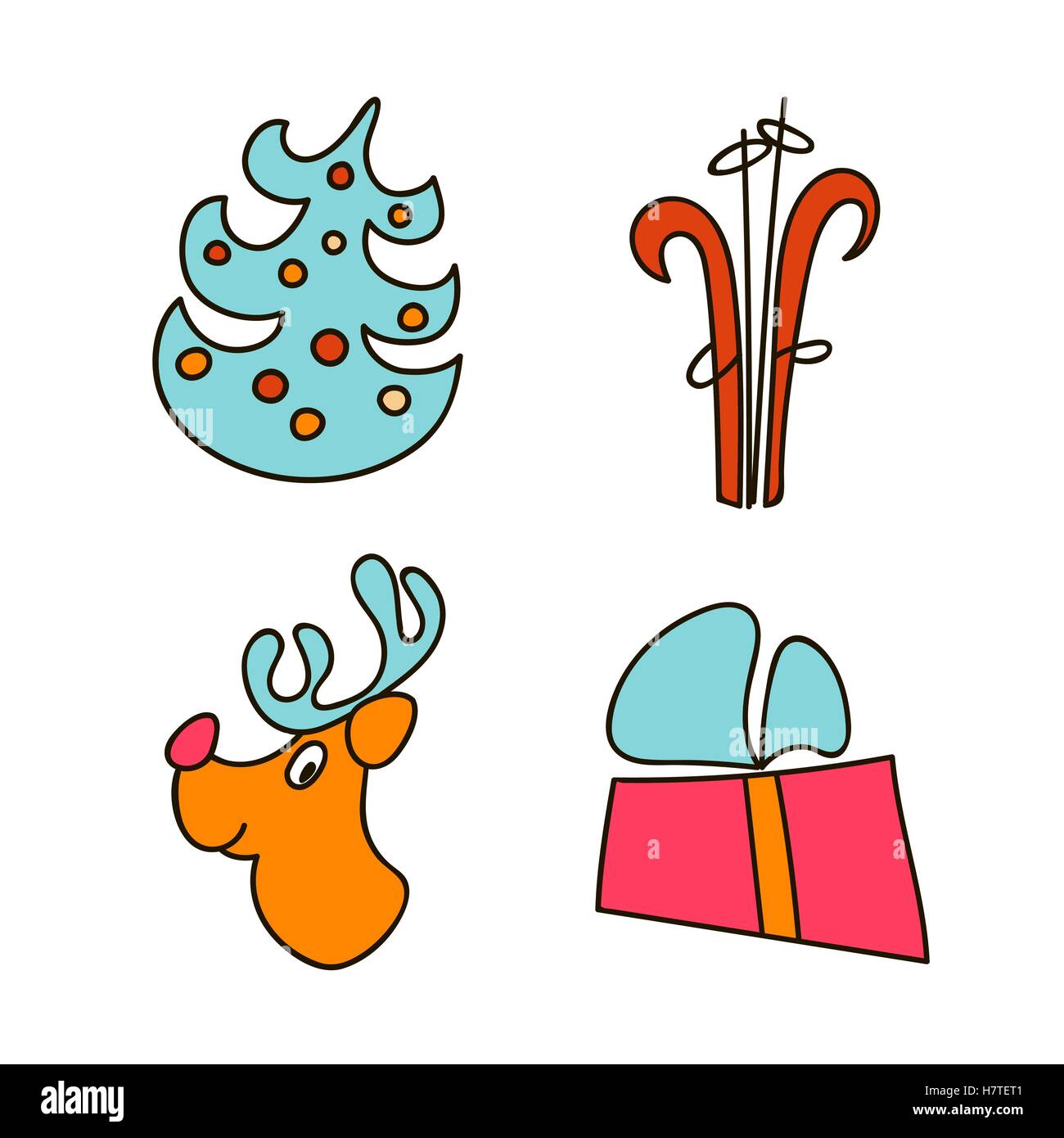 Un ensemble d'images pour les fêtes de Noël et Nouvel An Illustration de Vecteur