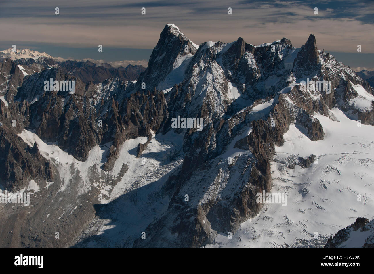 Les Grandes Jorasses du massif du Mont Blanc, vu de l'Aiguille du Midi, Chamonix-Mont-Blanc, France Banque D'Images