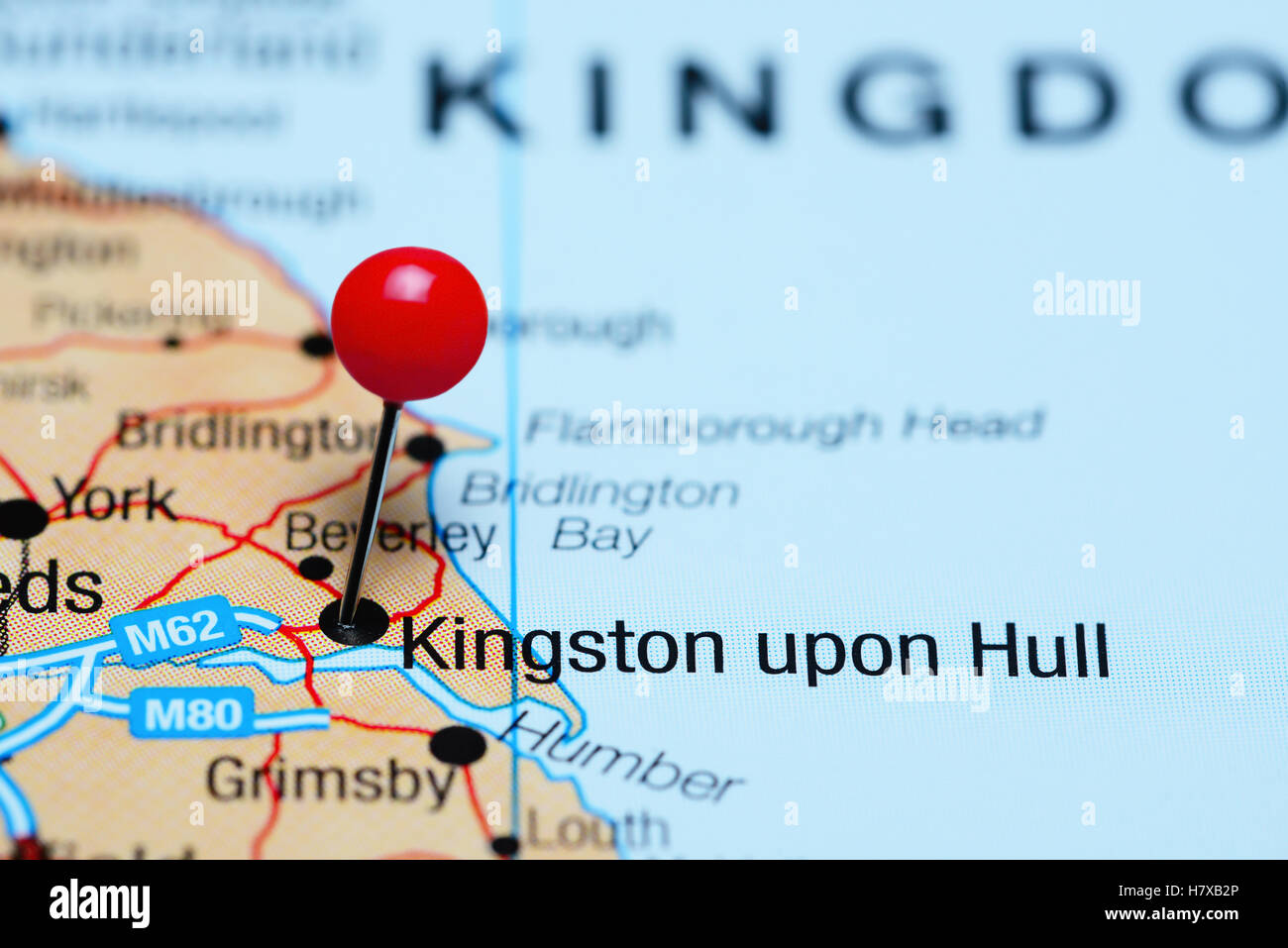 Kingston Upon Hull coincé sur une carte de France Banque D'Images