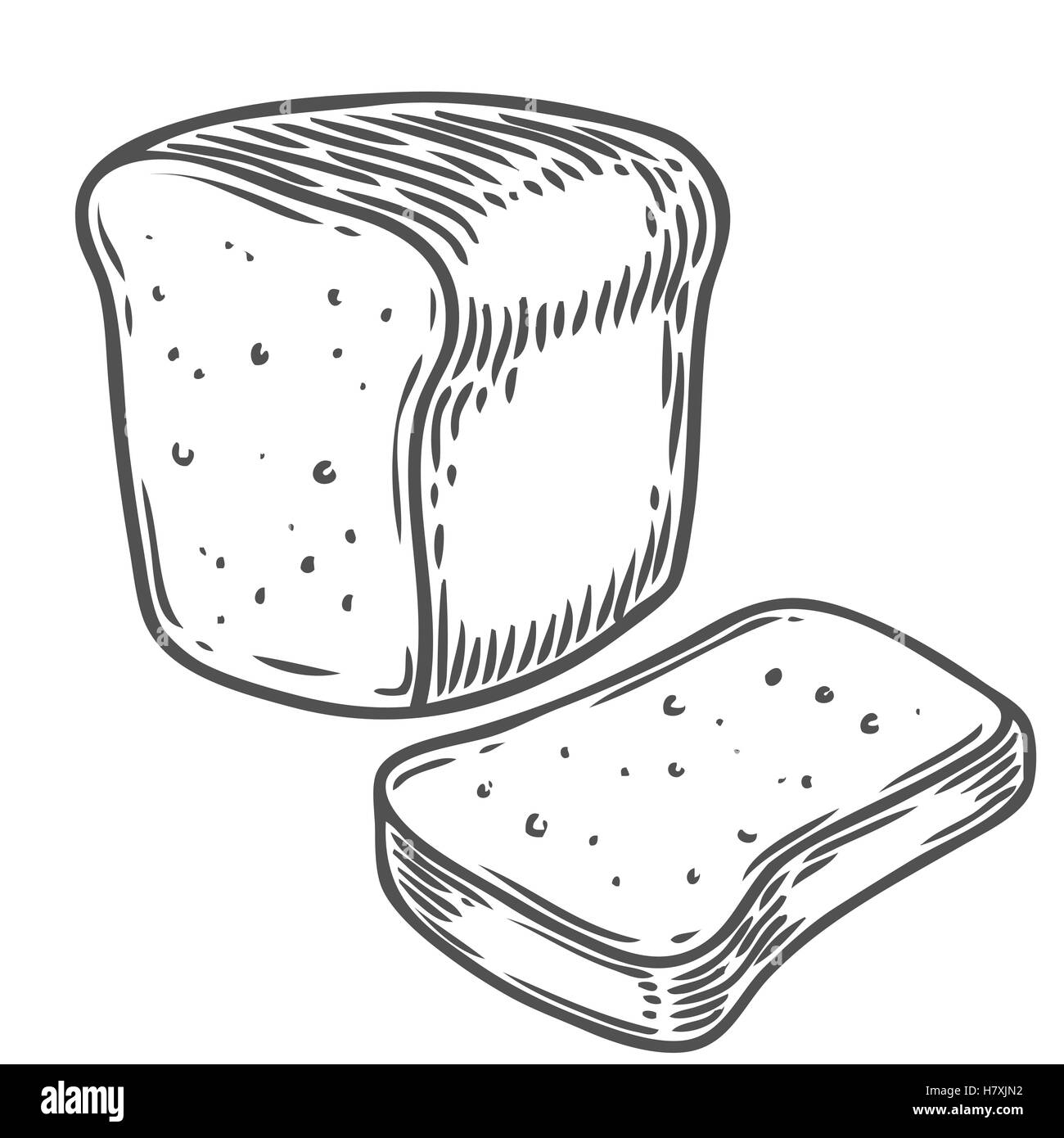 Vector illustration du pain à la main. D'autres types de blé, la farine du pain. Aliments sans gluten collection gravée. Isolé sur Black whit Illustration de Vecteur