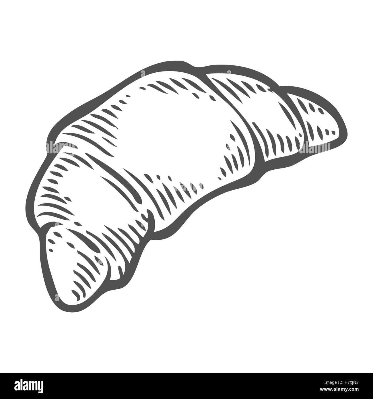 Croissant pain vector hand drawn illustration. D'autres types de blé, la farine du pain. Aliments sans gluten collection gravée. Isolat noir Illustration de Vecteur