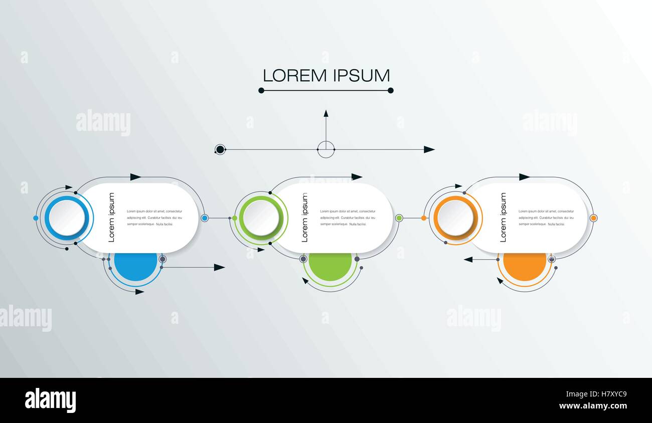Molécule vecteur 3D avec étiquette en papier, cercles arrière-plan intégré. Espace vide de contenu, entreprise, infographie, diagramme, dig Illustration de Vecteur