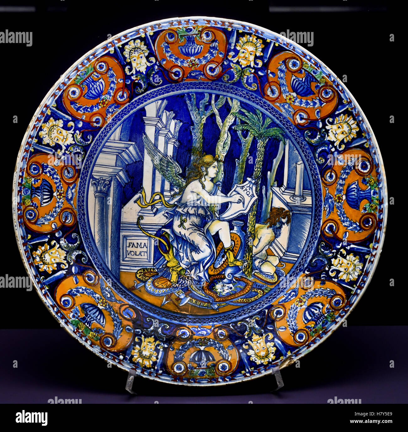 Bol avec symbole de la renommée Montelupo ou Florence 1520 Italie, Italien. Banque D'Images