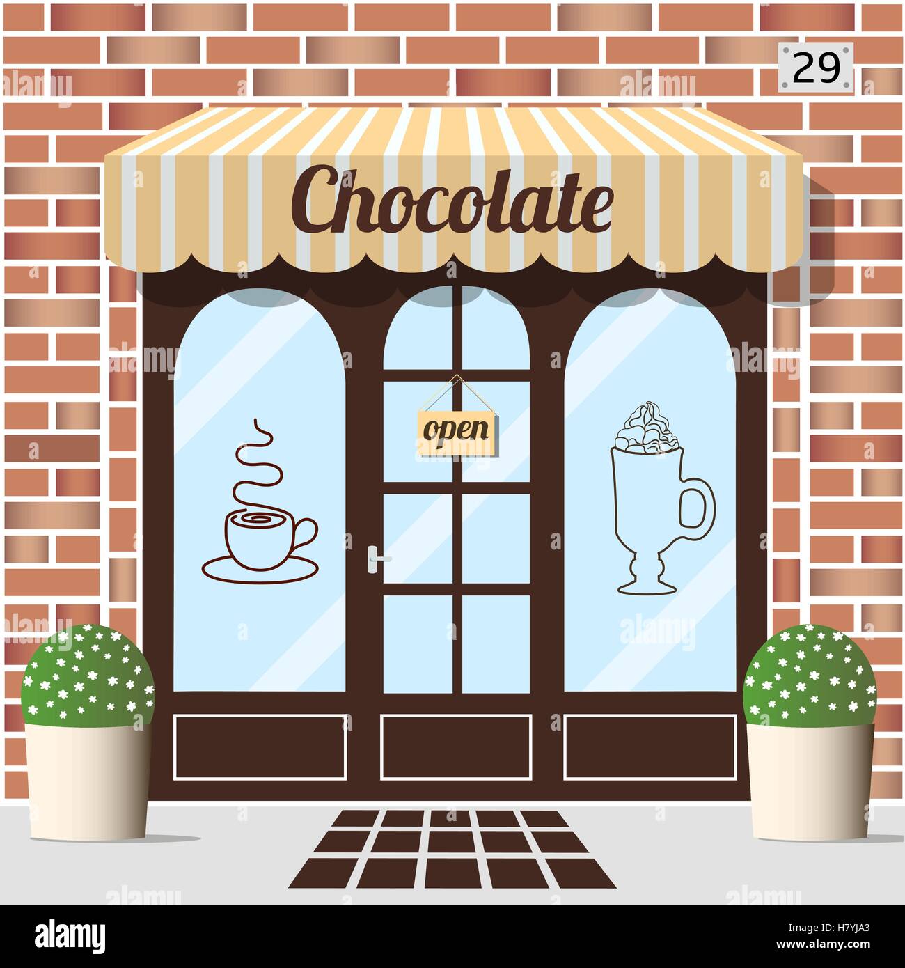 Boutique de chocolat façade. Illustration de Vecteur