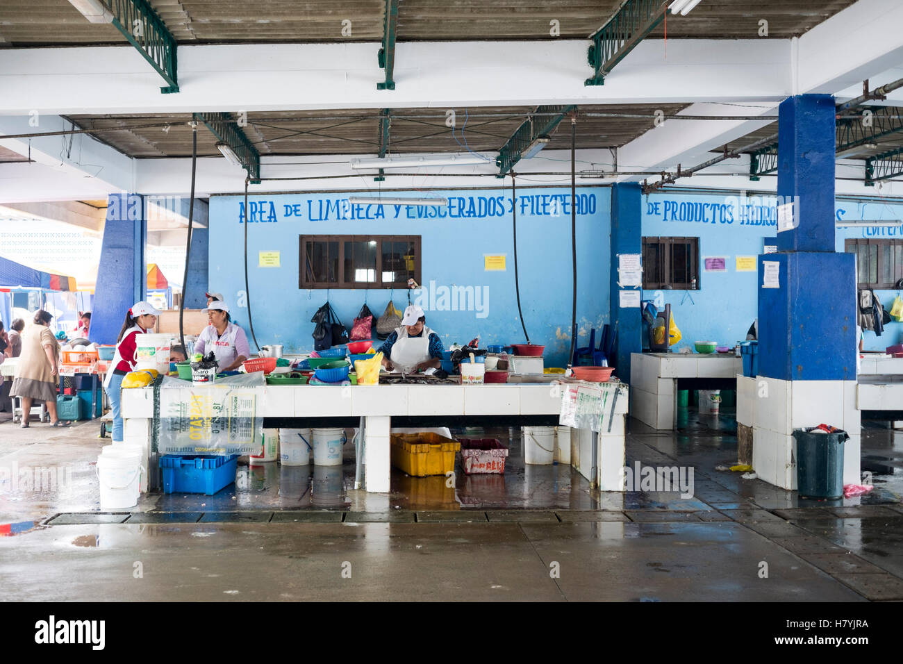 Port de pêche et du marché Chorrillos Lima , Pérou Banque D'Images