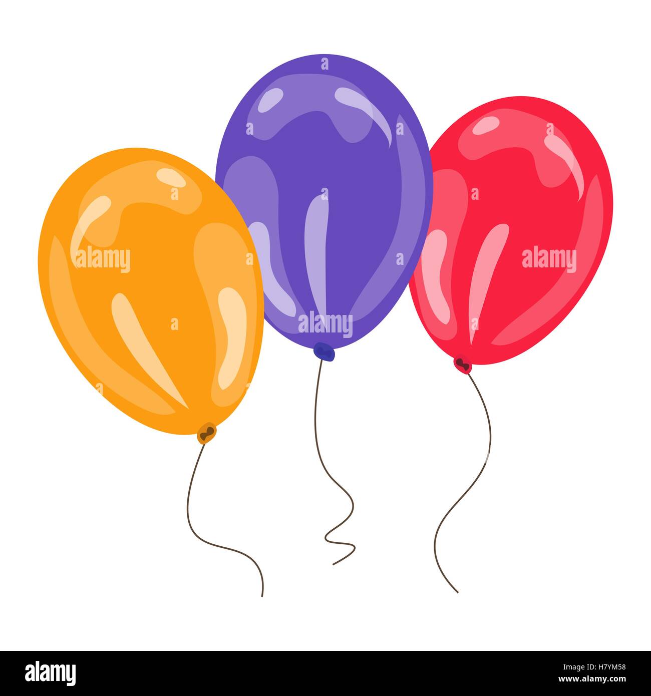 Trois ballons colorés isolé sur fond blanc. vector illustration Illustration de Vecteur