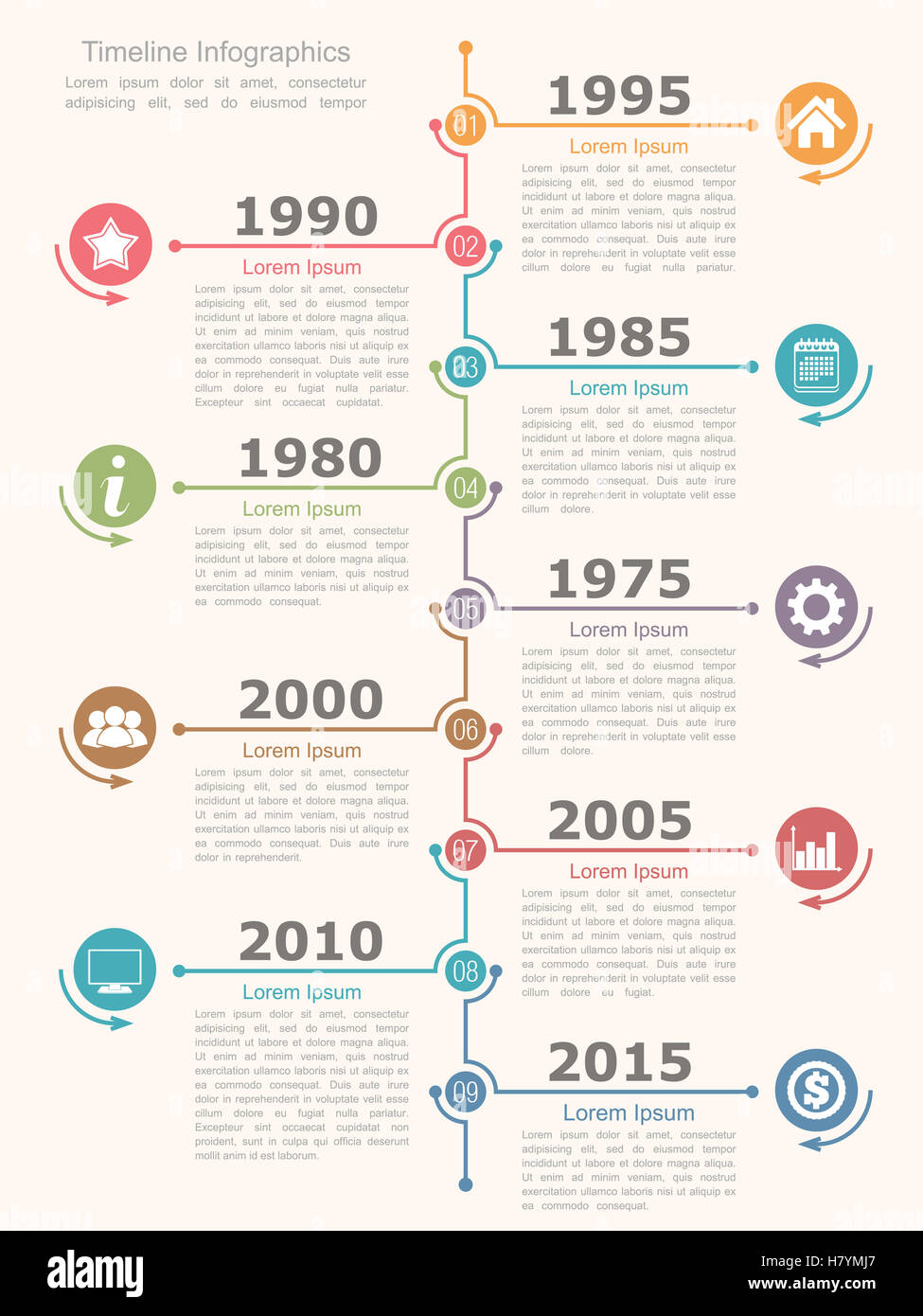 Modèle de conception infographiques Timeline Banque D'Images