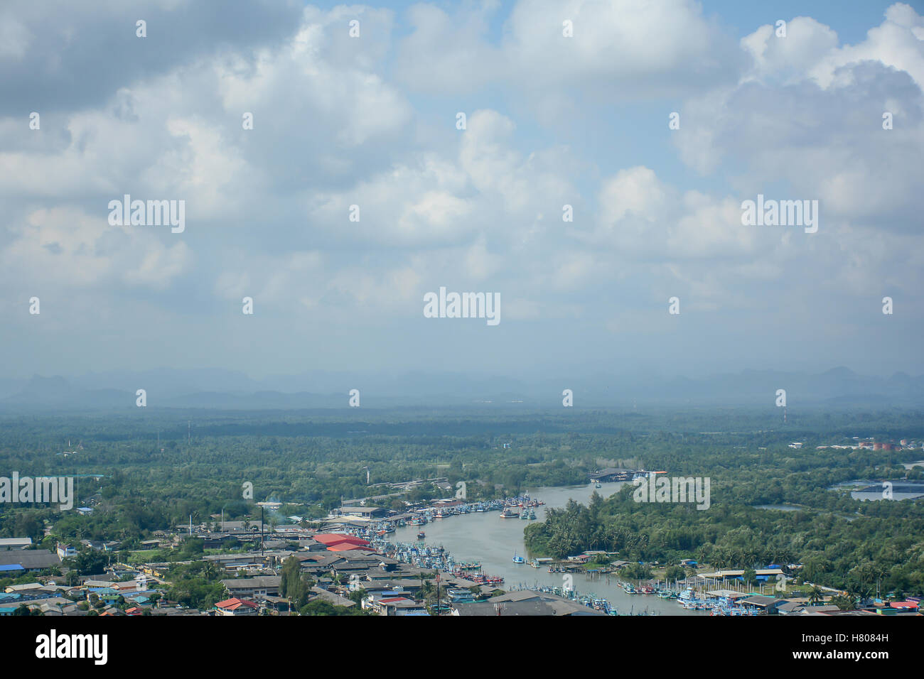 À Pak Nam à Chumphon view point de vue montagne forme Mutsea,Chumphon Thailande Banque D'Images