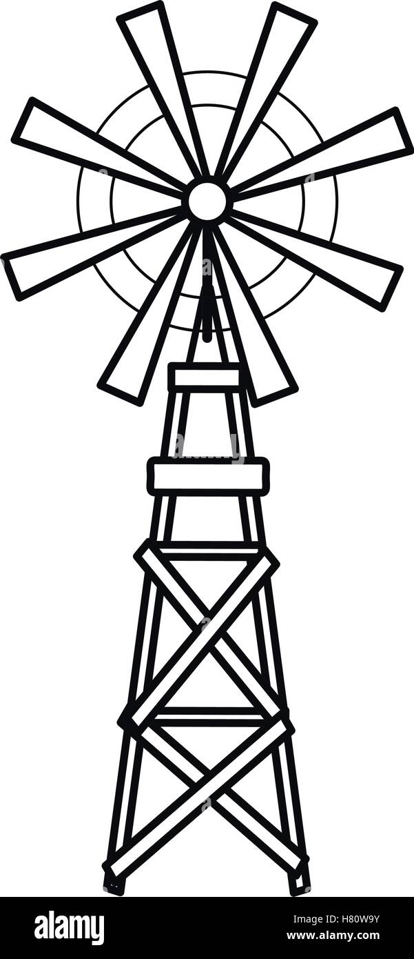 La conception de l'usine éolienne isolée Illustration de Vecteur