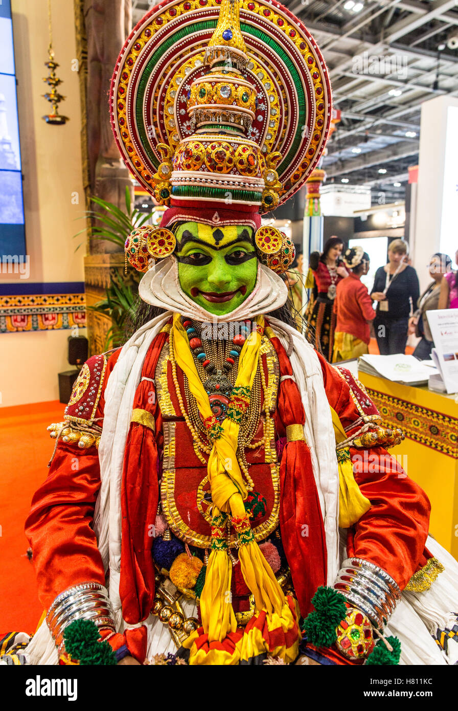 Danseuse de Kathakali au World Travel Market London UK Banque D'Images