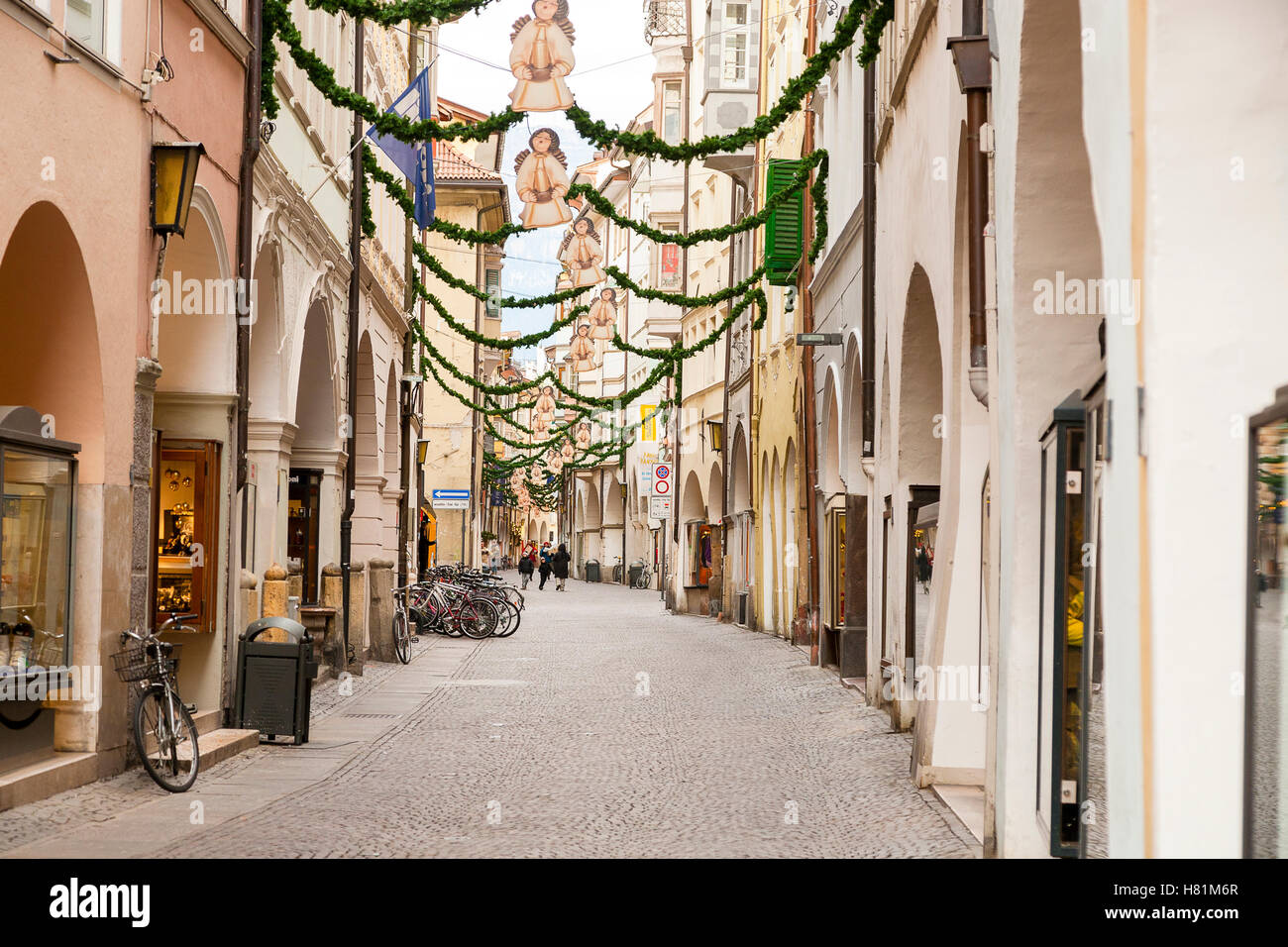 Le centre de Bolzano pendant les vacances de Noël, le Trentin-Haut-Adige Banque D'Images
