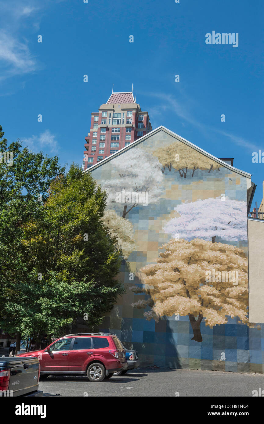 Fresque de printemps, par David Guinn, 1315, rue Pine, Centre Ville, Philadelphie, Pennsylvanie, USA Banque D'Images