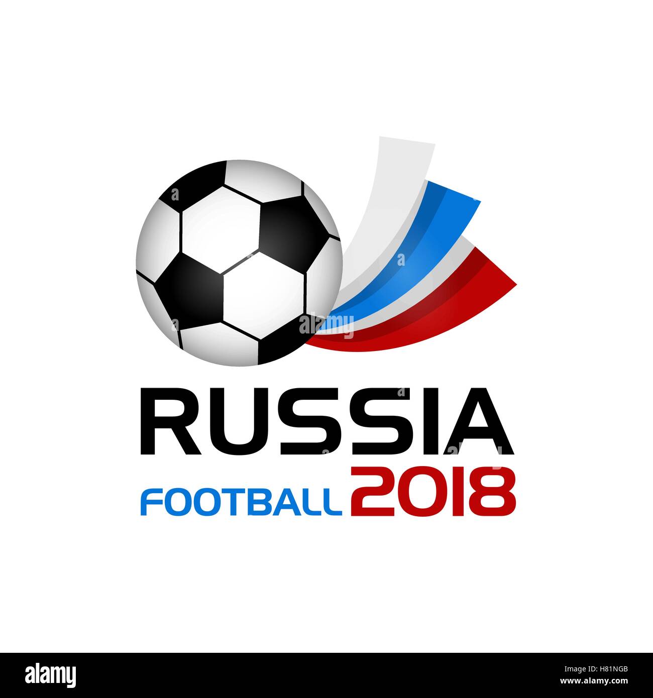 Football Logo en Russie, championnat 2018. Poster avec drapeau russe. Vector Illustration. Télévision football isolé bannière colorée Illustration de Vecteur