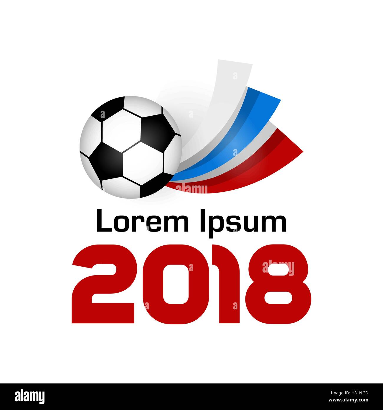 Championnat de Football 2018 Logo de l'ombre. Poster avec le drapeau de la Russie. Vector Illustration bannière colorée télévision football isolés Illustration de Vecteur