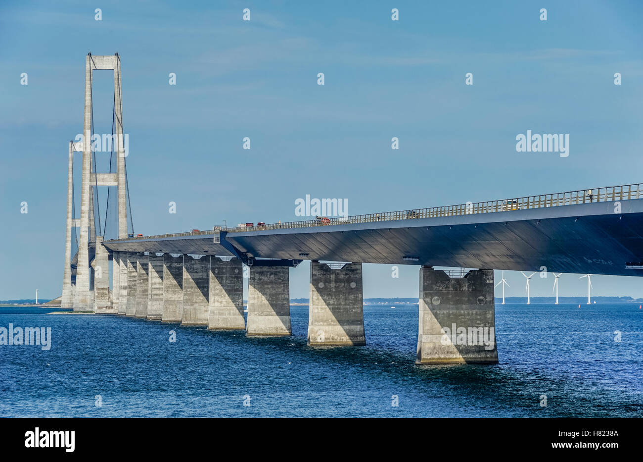 Le Danemark, pont du Grand Belt, reliant les îles de la Nouvelle-Zélande et de Funen dans toute la Grande Ceinture Banque D'Images