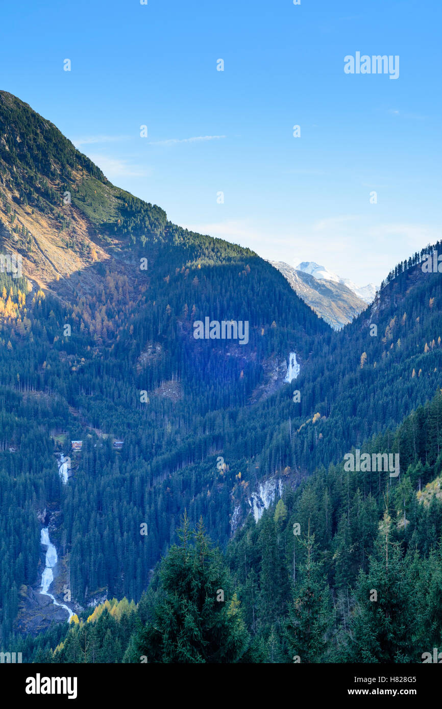 Krimml : Chutes de Krimml, cascade, mountain (Hohe Tauern Haut Tauern), Pinzgau, Salzbourg, Autriche Banque D'Images