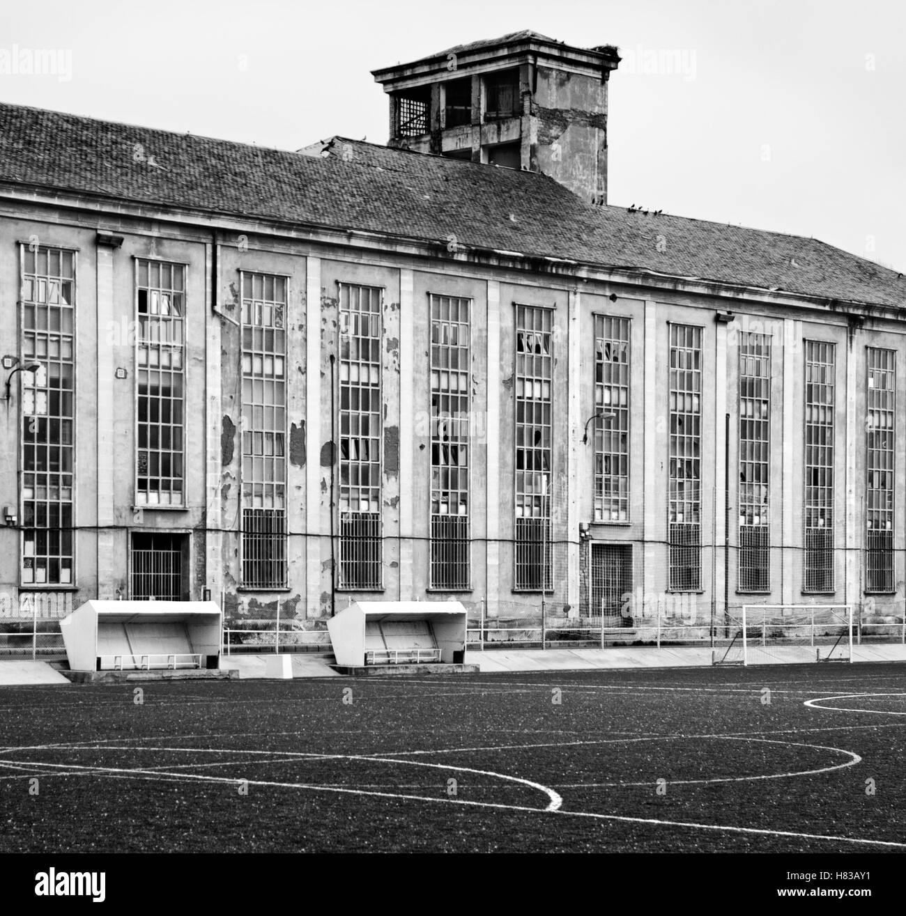 Terrain de football de l'école old, sport Banque D'Images