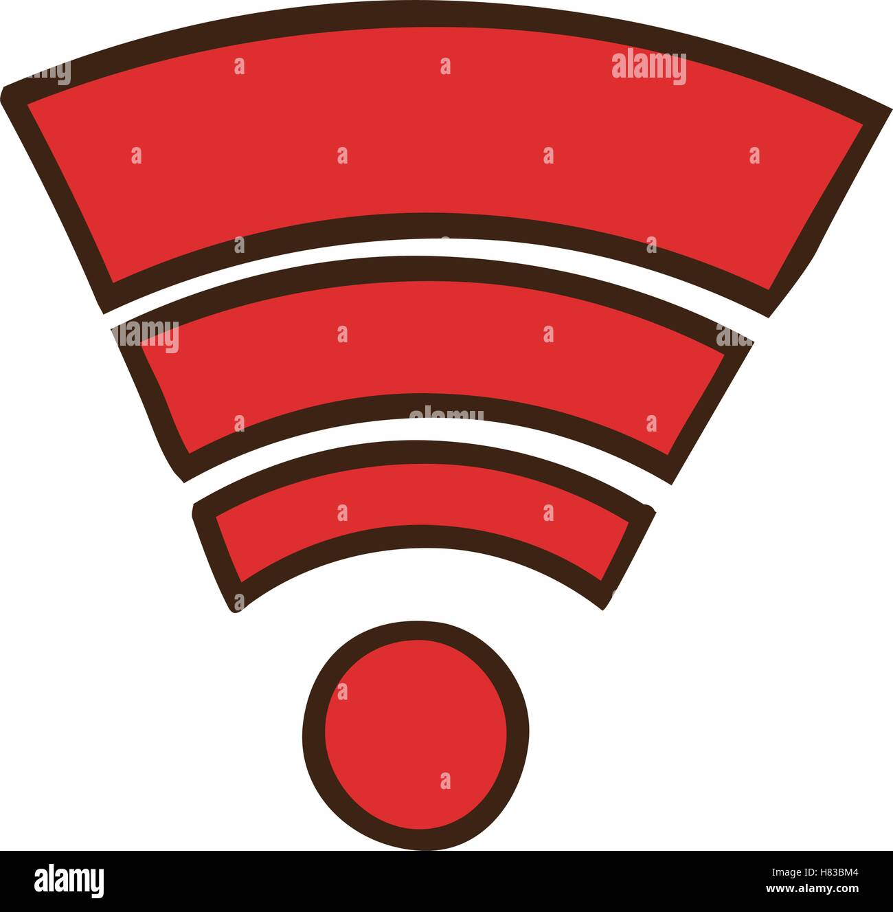 L'icône sans fil wifi rouge sur fond blanc. dessiner conception. vector ...