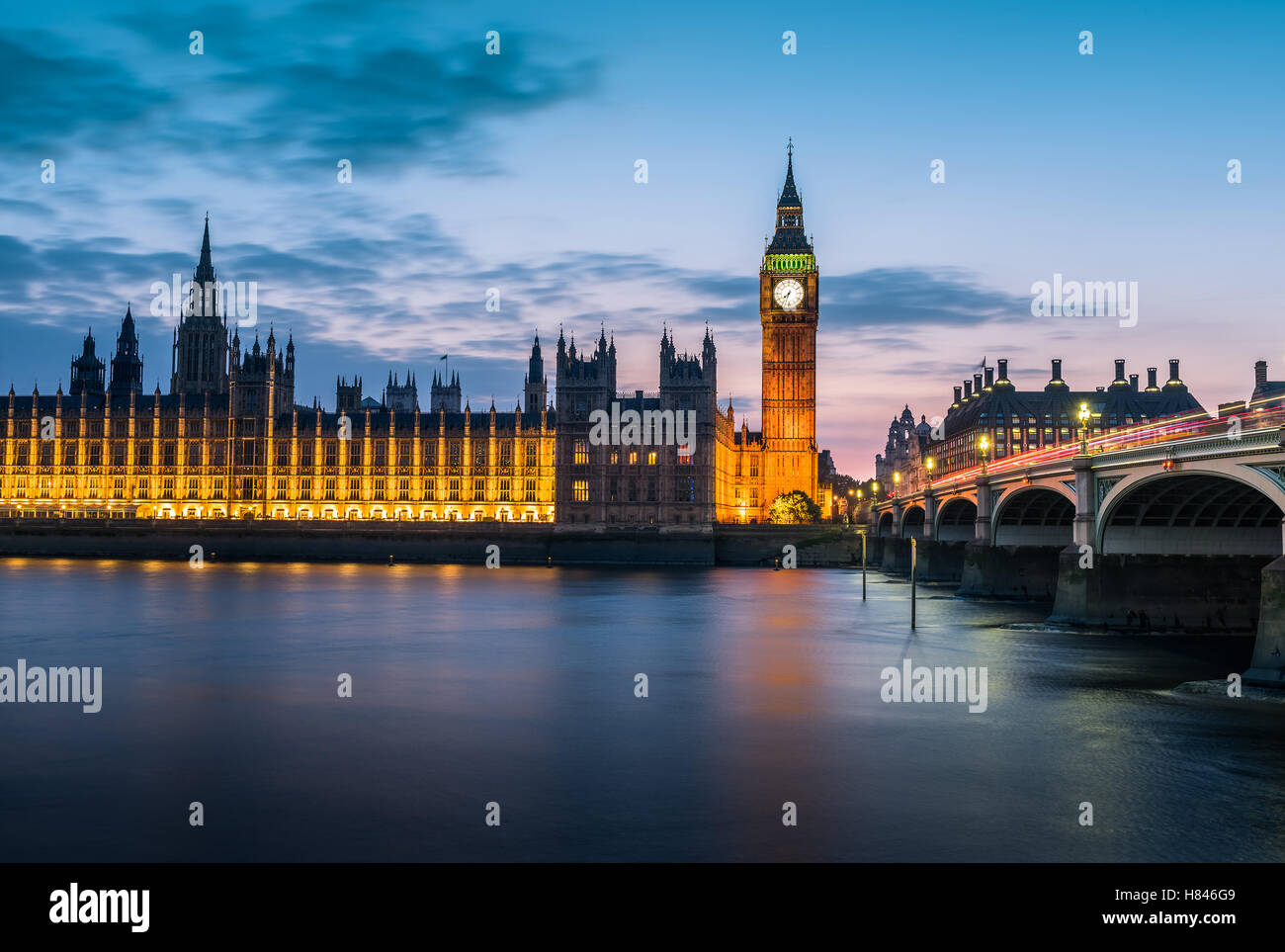 Big Ben et l'abbaye de Westminster. London city at Night Banque D'Images