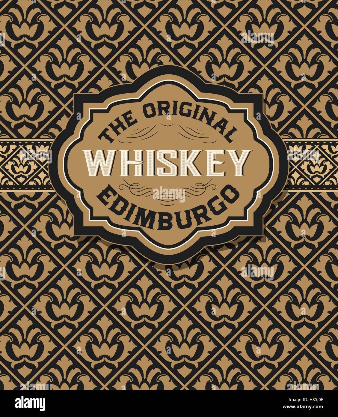 Vieux Whiskey avec badge vintage backgroud Illustration de Vecteur