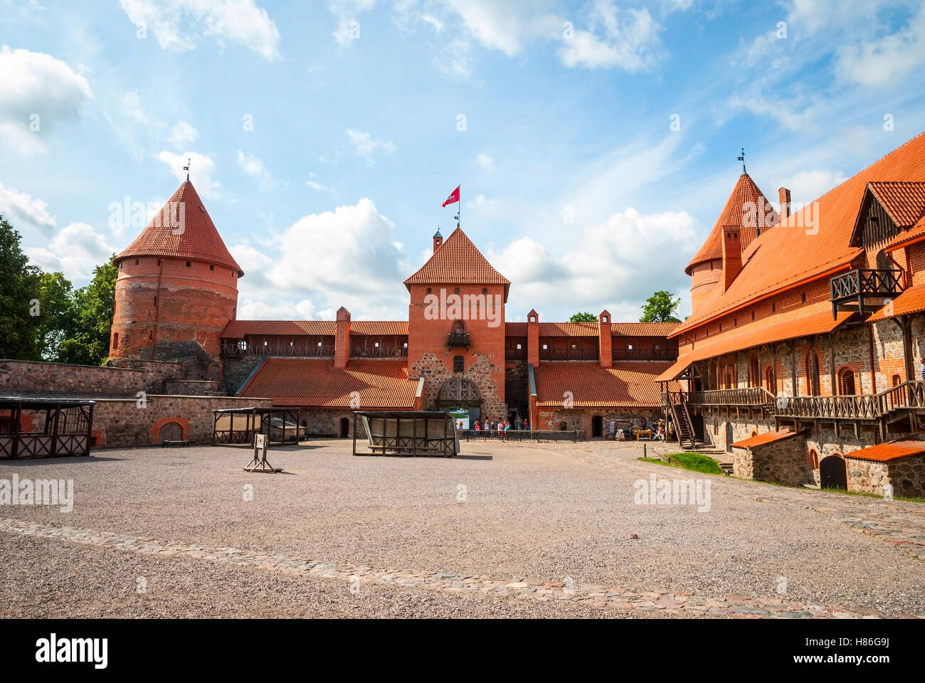 Château de Trakai, Lituanie avec des briques rouges Banque D'Images