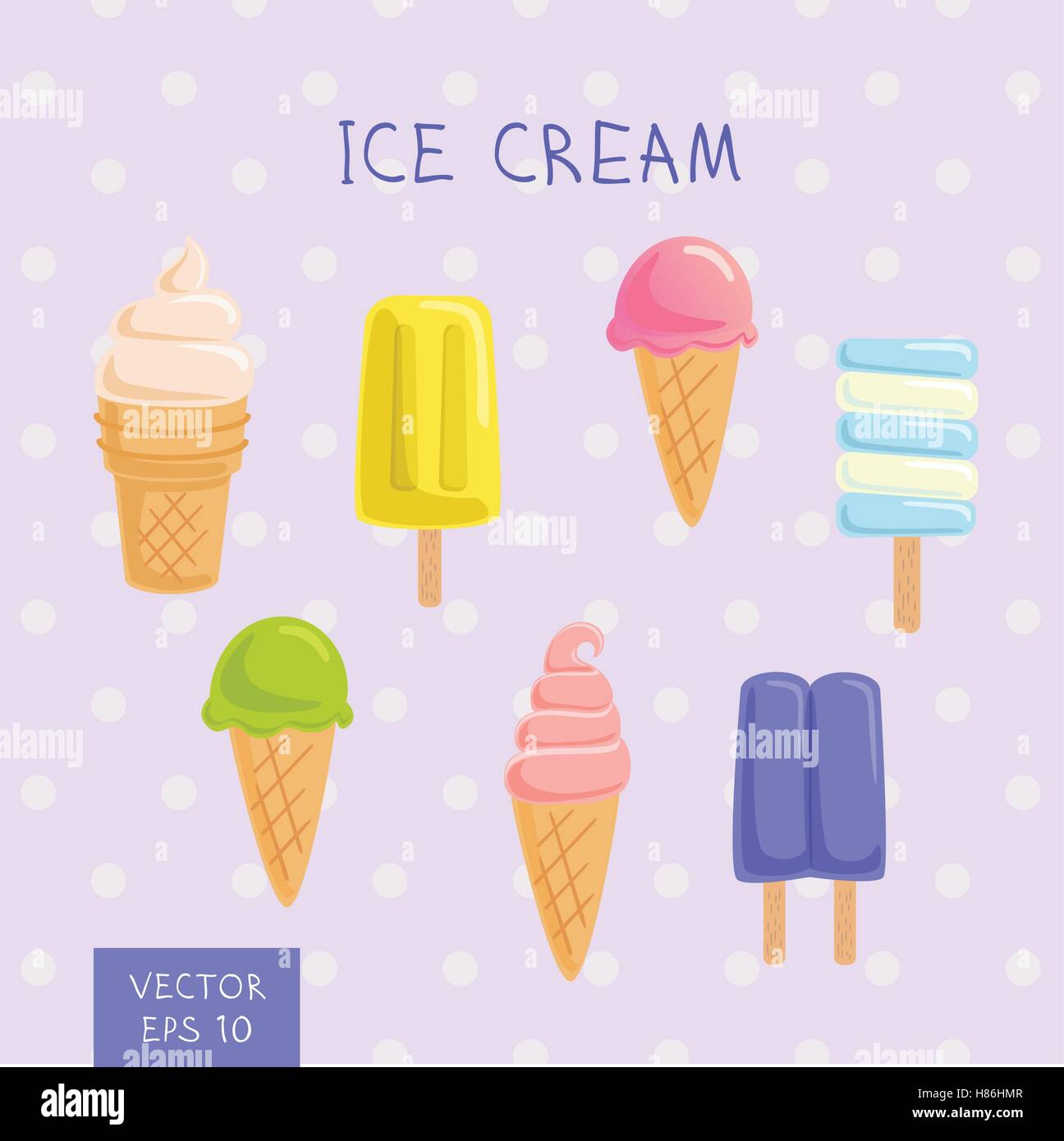 Jeu de glaces et sucettes glacées. Vector Illustration Illustration de Vecteur