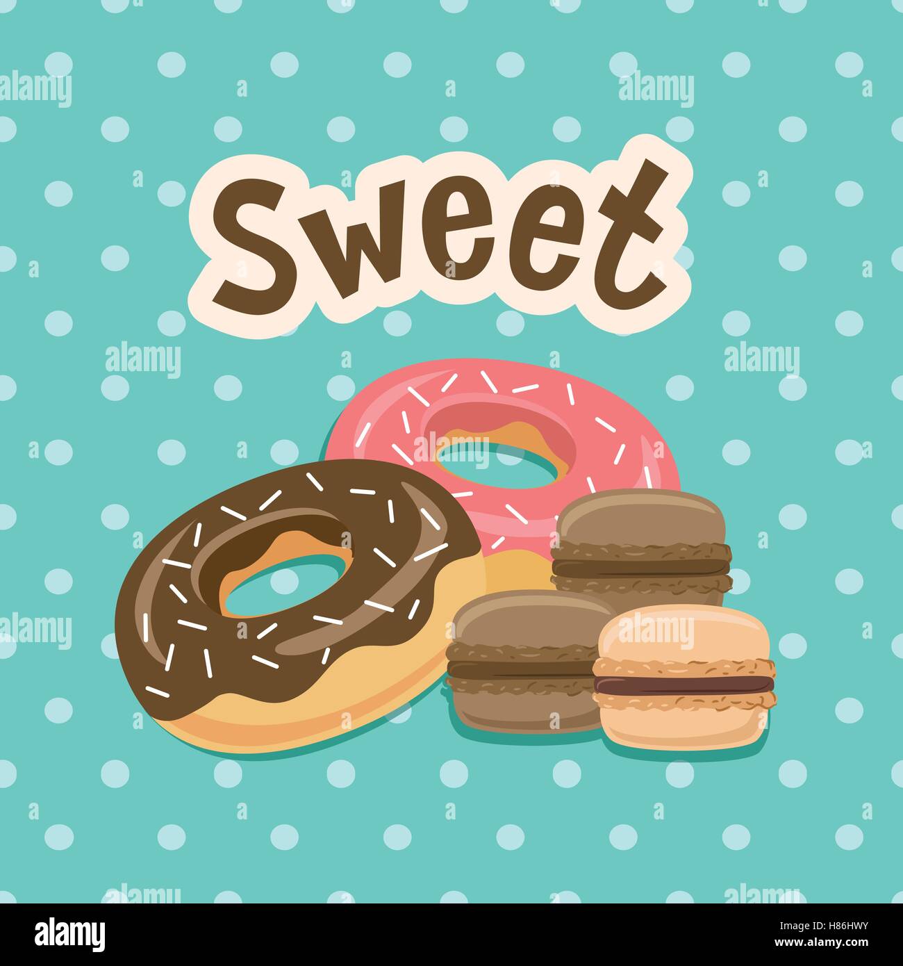 Sweet label avec anneau. sur fond de pois. Vector illustration. Illustration de Vecteur