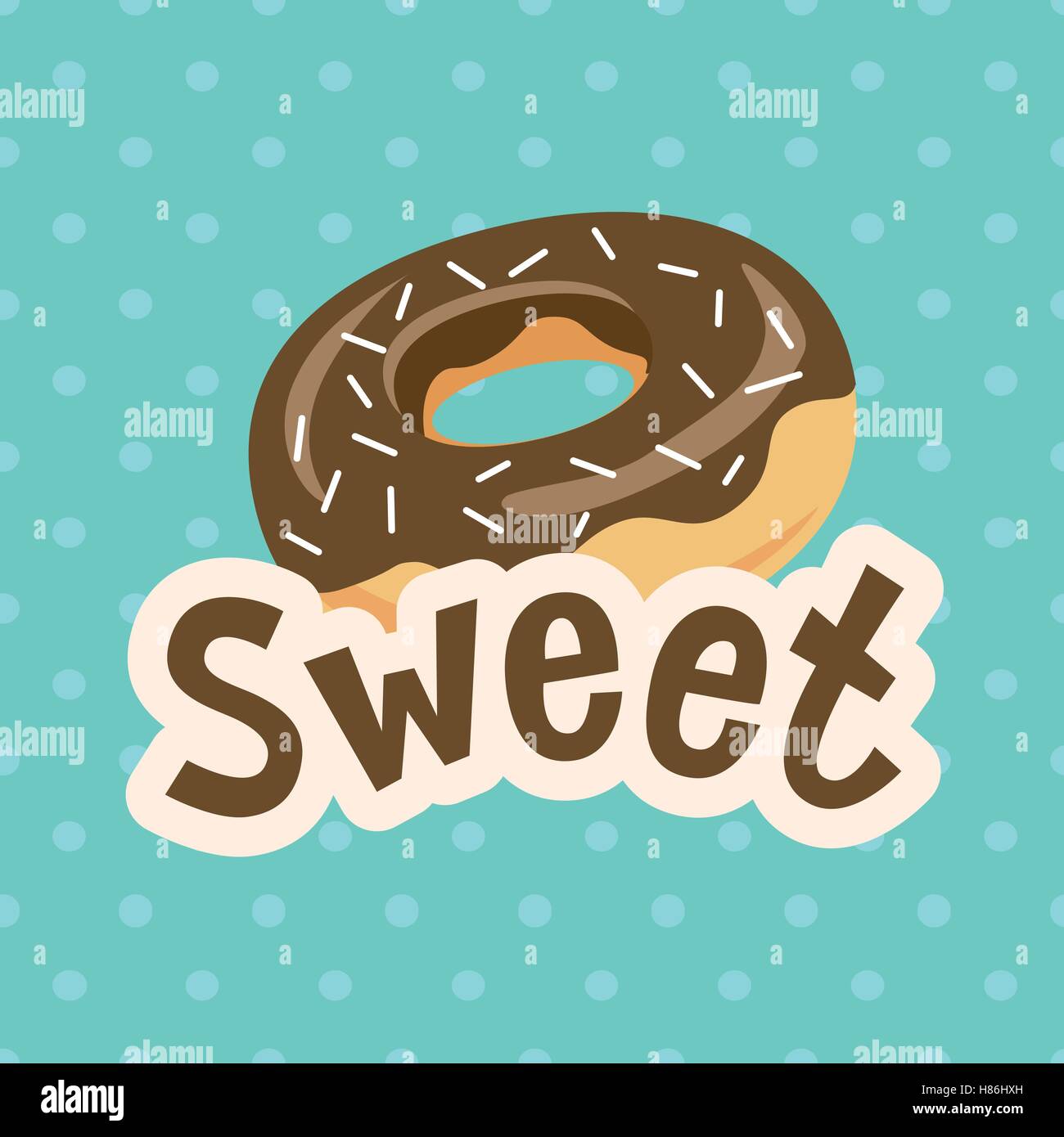 Sweet label avec anneau. sur fond de pois. Vector illustration. Illustration de Vecteur