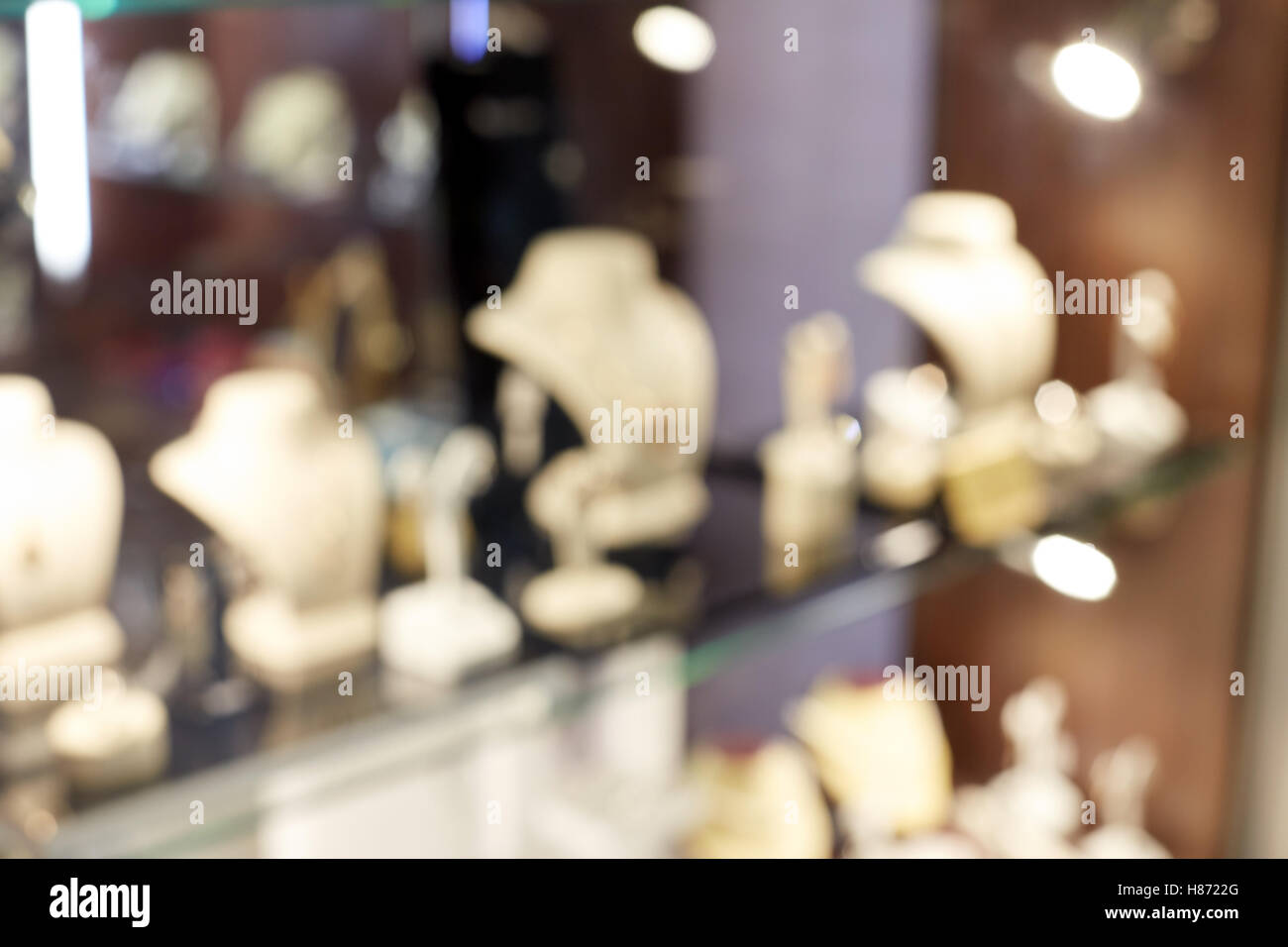 Vitrine de magasin de bijoux bokeh flou Banque D'Images