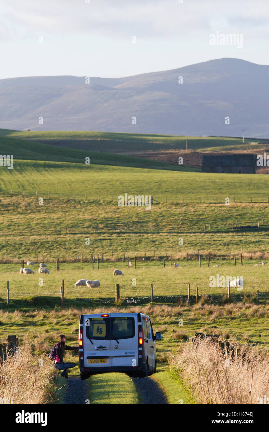 Le transport scolaire en milieu rural Banque D'Images