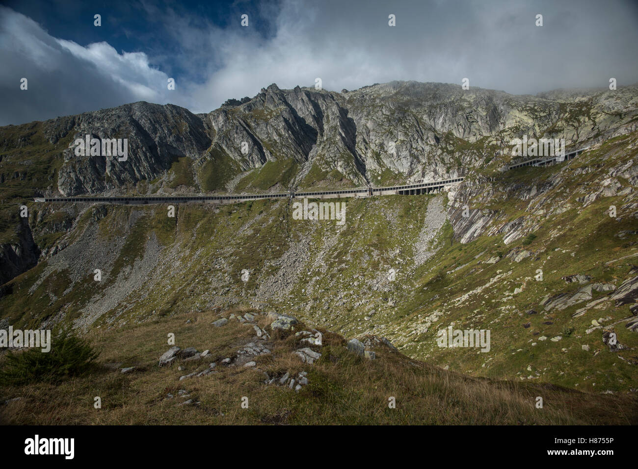 Col du Saint-Gothard, en Suisse. Septembre 2016 Le sommet du Col du Saint-Gothard région. La Suisse Banque D'Images