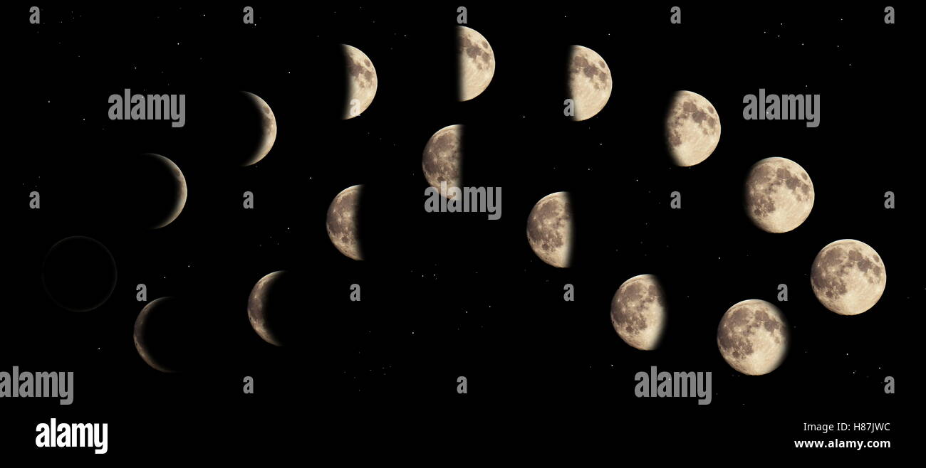 Image composite de la phases de la lune. Banque D'Images