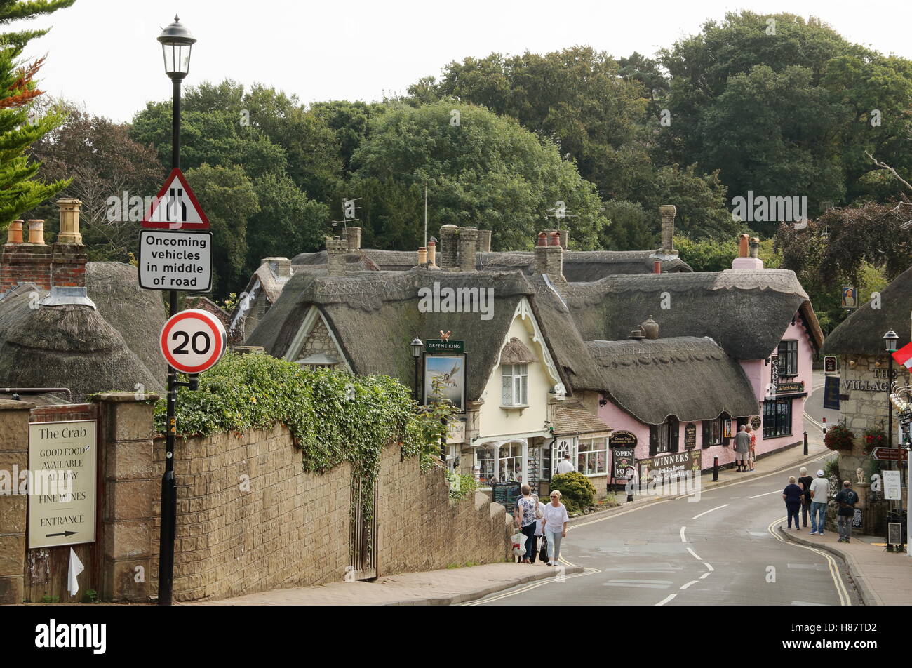 Rue principale, vieux village de Shanklin, île de Wight Banque D'Images