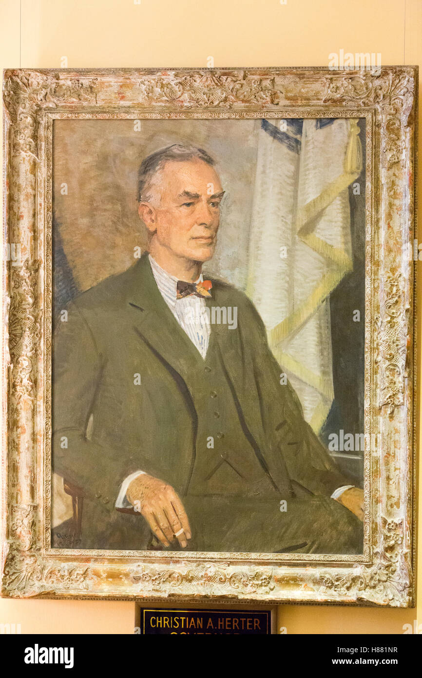 Portrait de Christian A. Herter; gouverneur du Massachusetts à la Massachusetts State House, Boston, ma, États-Unis Banque D'Images