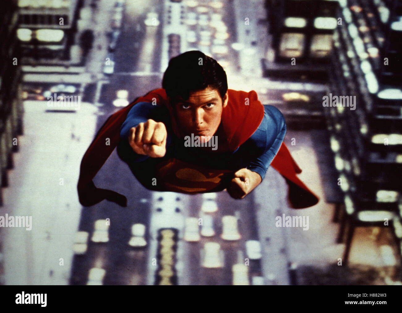 , Superman (Superman) GO 1978, Regie : Richard Donner, Christopher Reeve, clé : Fliegen, Häuserblock Banque D'Images