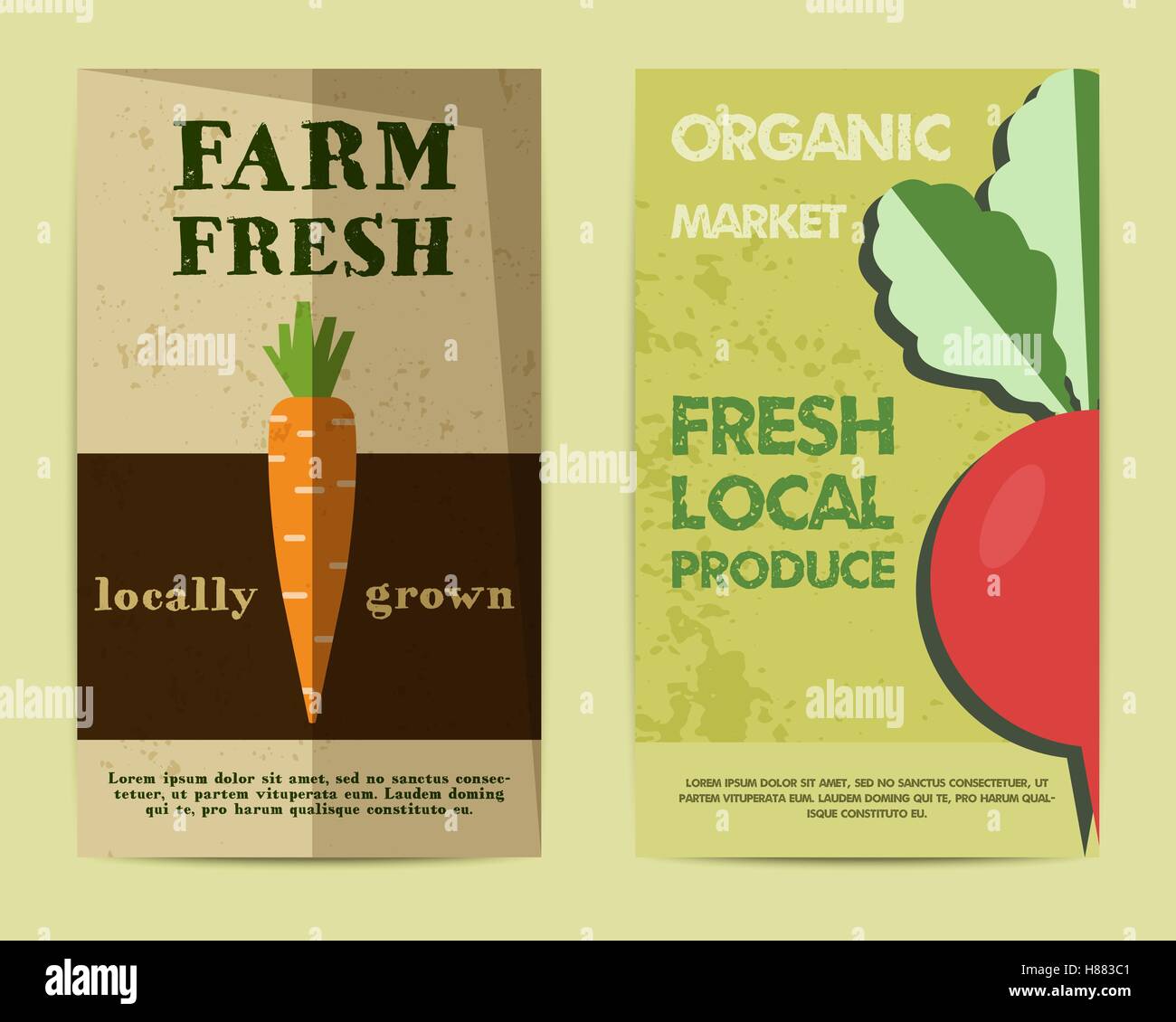 Ensemble d'Élégant Farm Fresh flyer, modèle ou conception de la brochure. La conception des maquettes. Couleurs rétro. Meilleur pour le shop, foires, marchés bio eco et les entreprises locales. Vector illustration Illustration de Vecteur