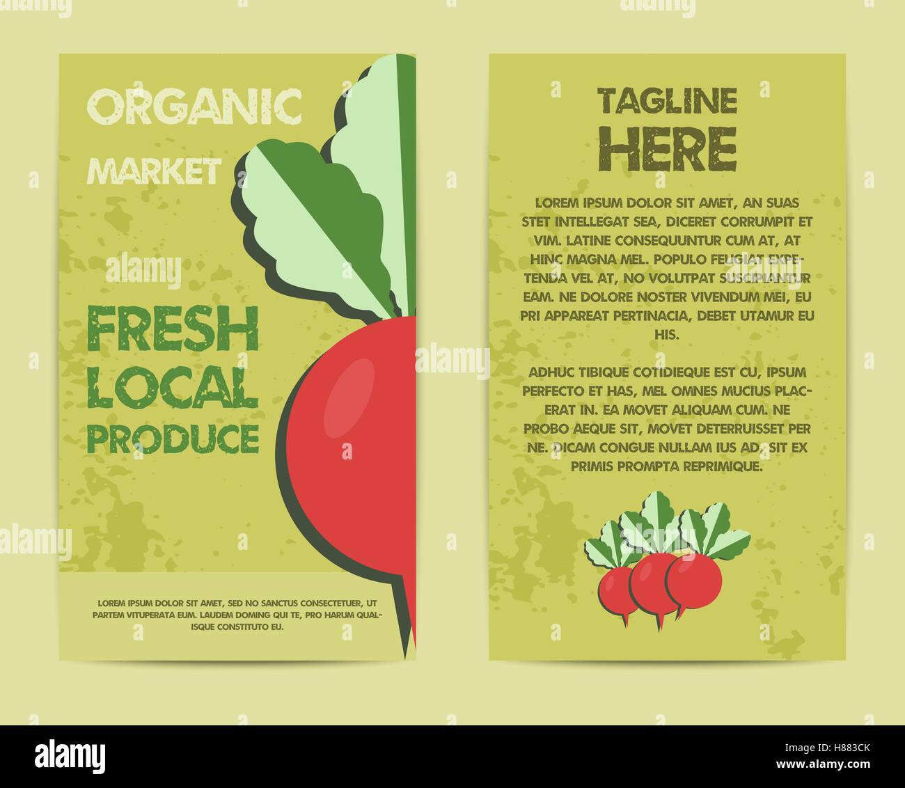 Farm Fresh élégant circulaire, modèle ou conception de la brochure. La conception de la maquette à l'ombre. Couleurs d'époque. Meilleur pour le shop, foires, marchés bio eco et les entreprises locales. Vector illustration Illustration de Vecteur