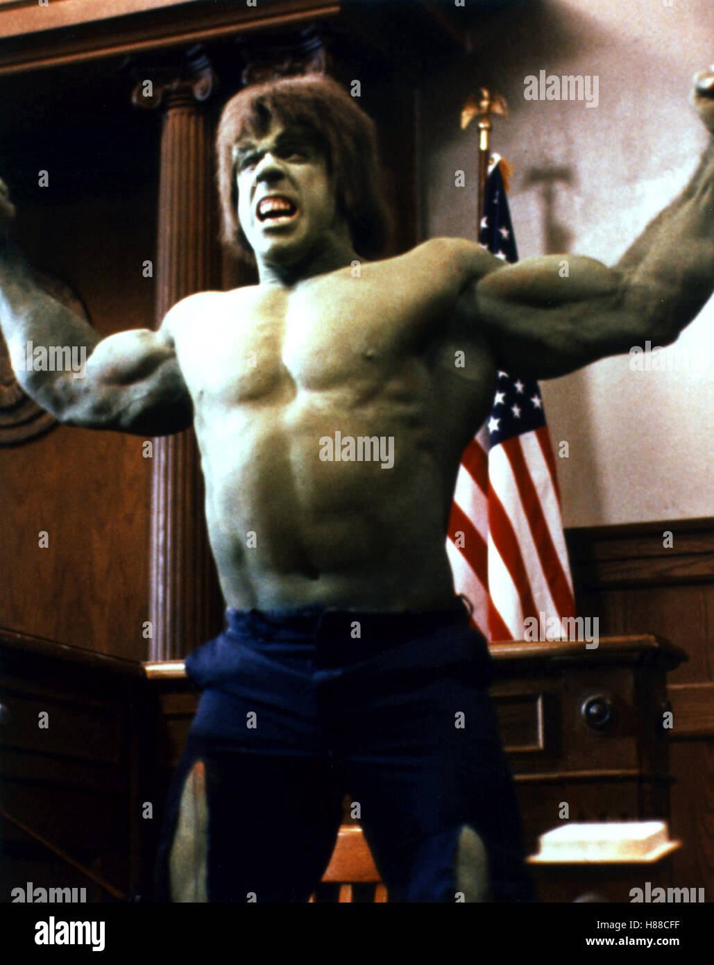 Der unheimliche vor Gericht, Hulk (PROCÈS DE L'Incroyable Hulk) USA 1989, Regie : Bill Bixby, Lou Ferrigno, Ausdruck : Monster, Flagge, Sternenbanner Banque D'Images