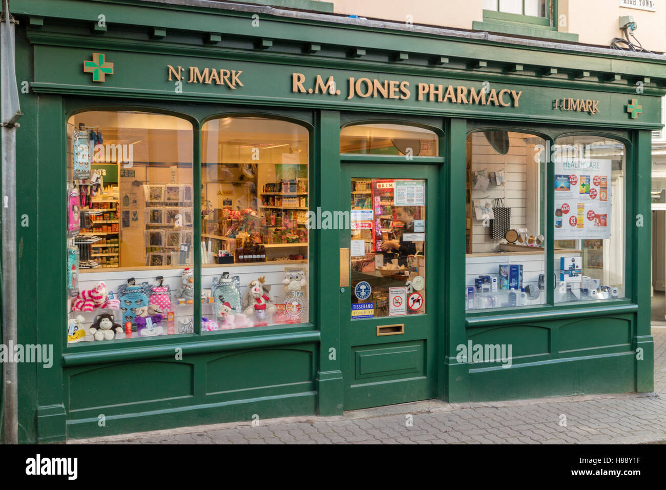 Pharmacie indépendante à Hay-on-Wye, Brecknockshire, Pays de Galles, Royaume-Uni Banque D'Images