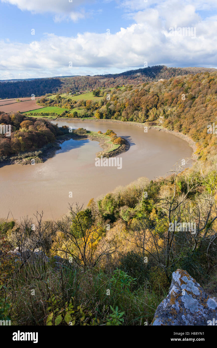 L'automne dans la vallée de la Wye - Le point de vue des Wintours Leap, Gloucestershire UK Banque D'Images