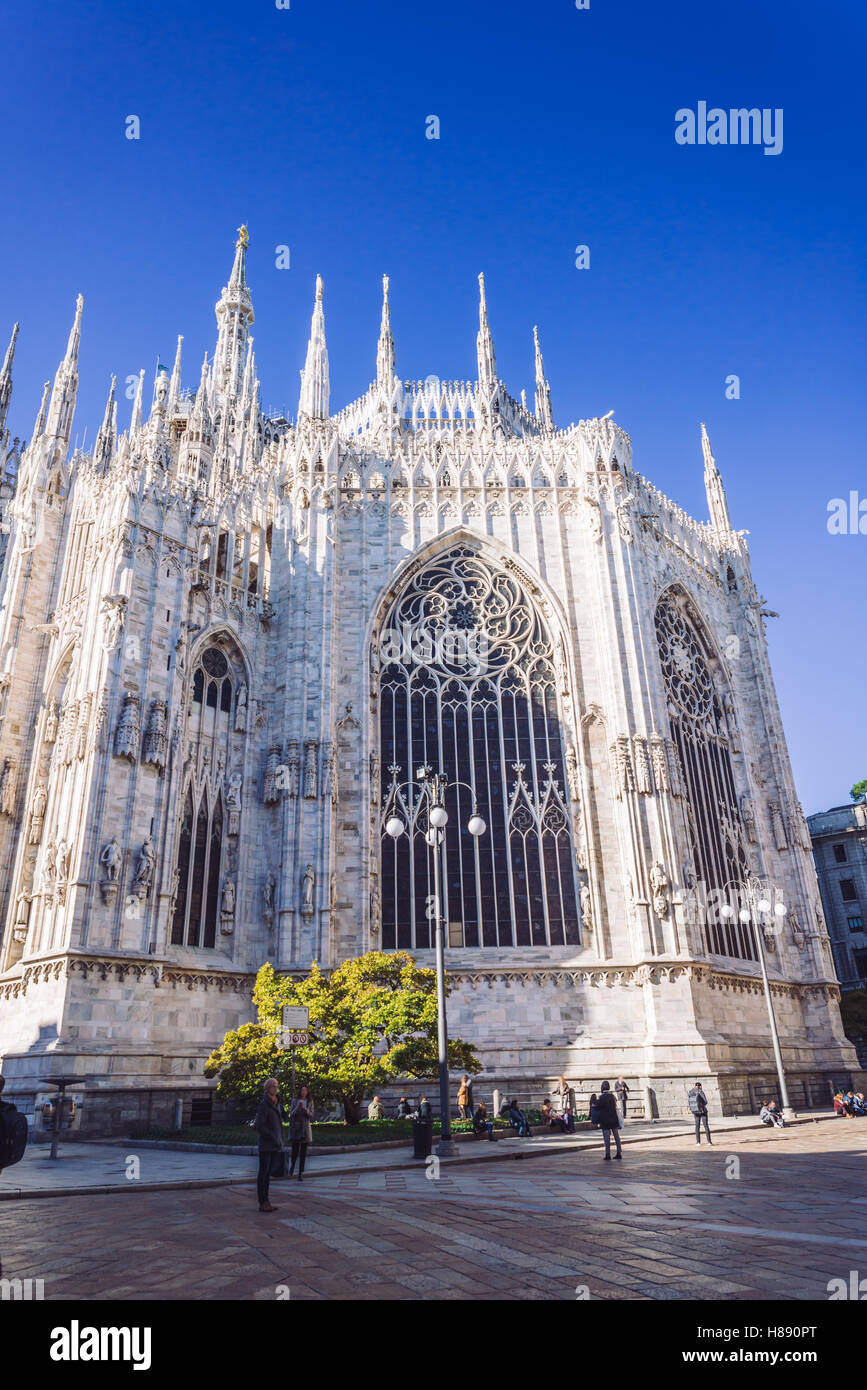 Duomo di Milano église cathédrale gothique, Milan, Italie Banque D'Images