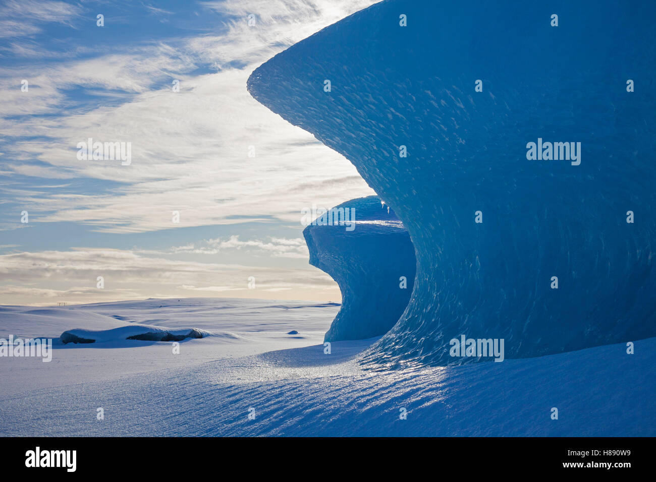 Formations de glace dans le Glacier Fjallsárlón Lagoon, le lac glaciaire en hiver, l'Islande Banque D'Images