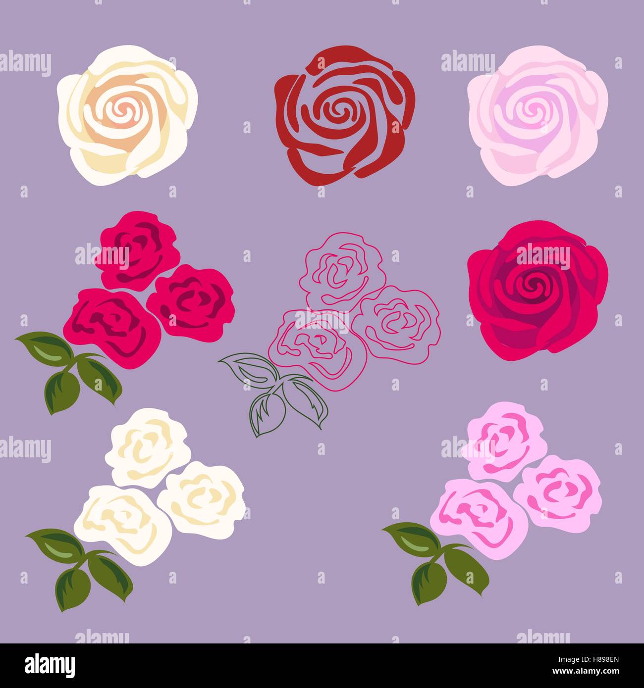 Ensemble de fleurs rose. Télévision, tatouage autocollant pour disign etc. Illustration de Vecteur